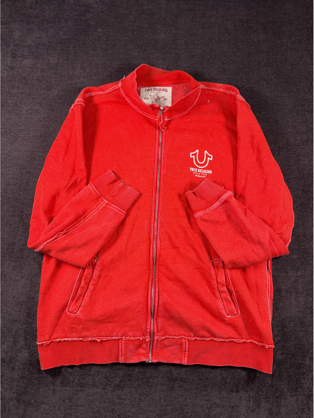 True Religion Red Zip-Up Sweatshirt XL